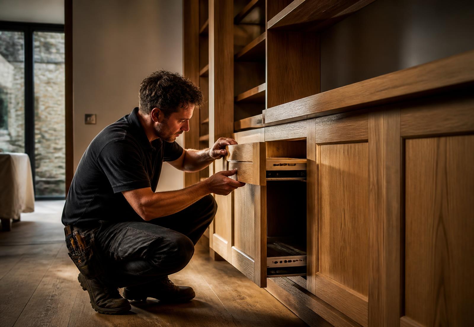 Carpenter fitting bespoke oak joinery